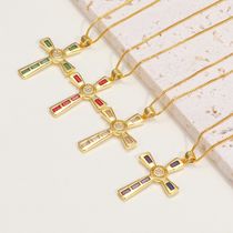 2022 Cross-border new gem pendant necklace fashion ins style embedded gems
