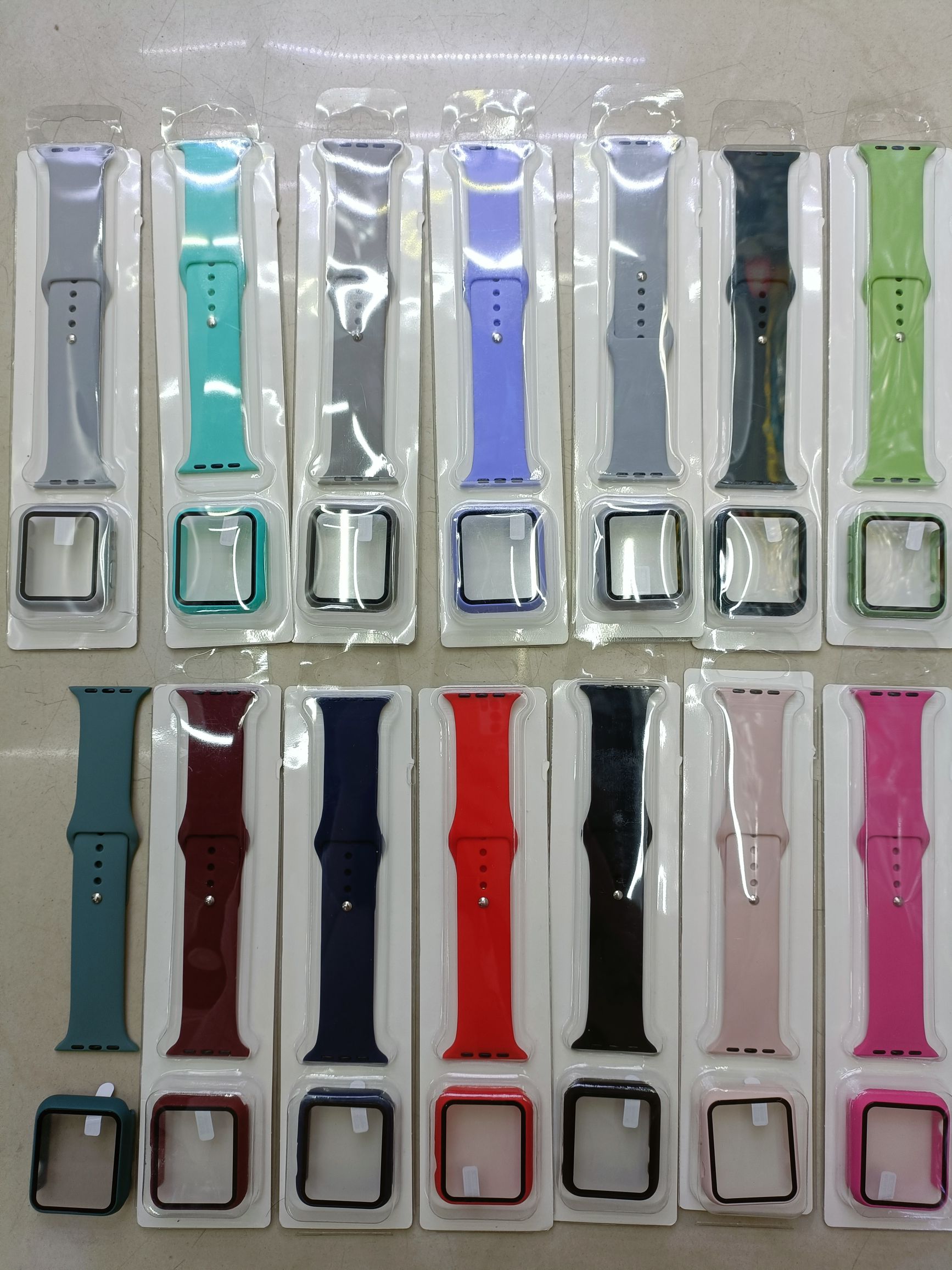 Silicone strap + glass watch frame set case