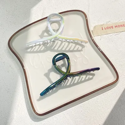 Pearlescent Laser Grab Clip Dazzle Shark Clip Minority Temperament Hair Clip Female Head Everything To Go Out At Home