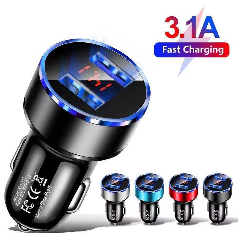 3.A 2USB display digital display car charging one tow two car charging car charging car car dual USB interface car charging