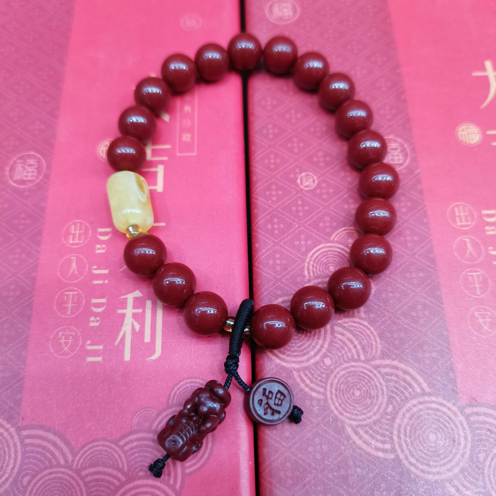 Spring Festival Natural Cinnabar Bracelet Ordinary Purple Gold Sand 8 % Women's Bracelet Fashion Light 0321 Specification drawing
