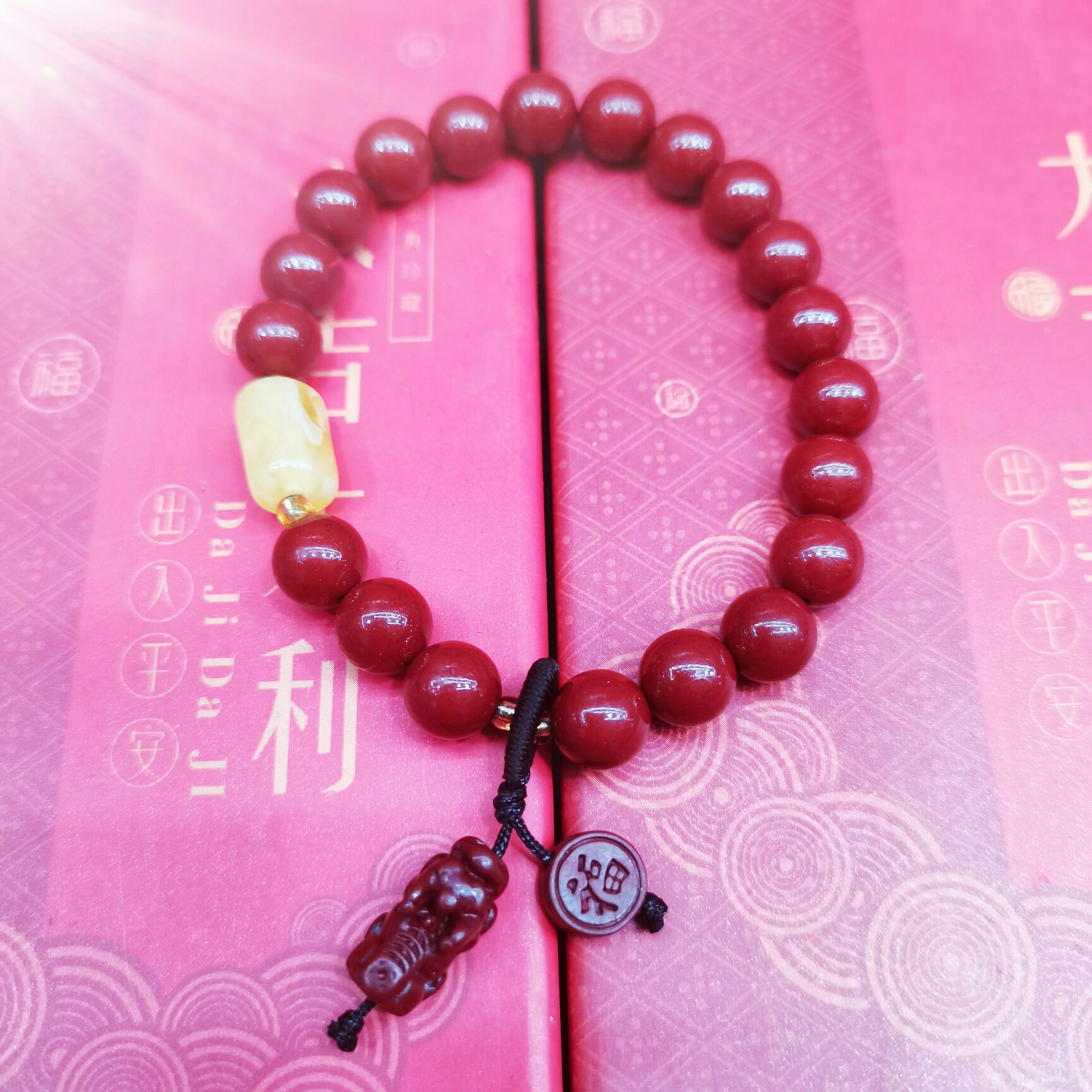 Spring Festival Natural Cinnabar Bracelet Ordinary Purple Gold Sand 8 % Women's Bracelet Fashion Light 0321 Application Scenario