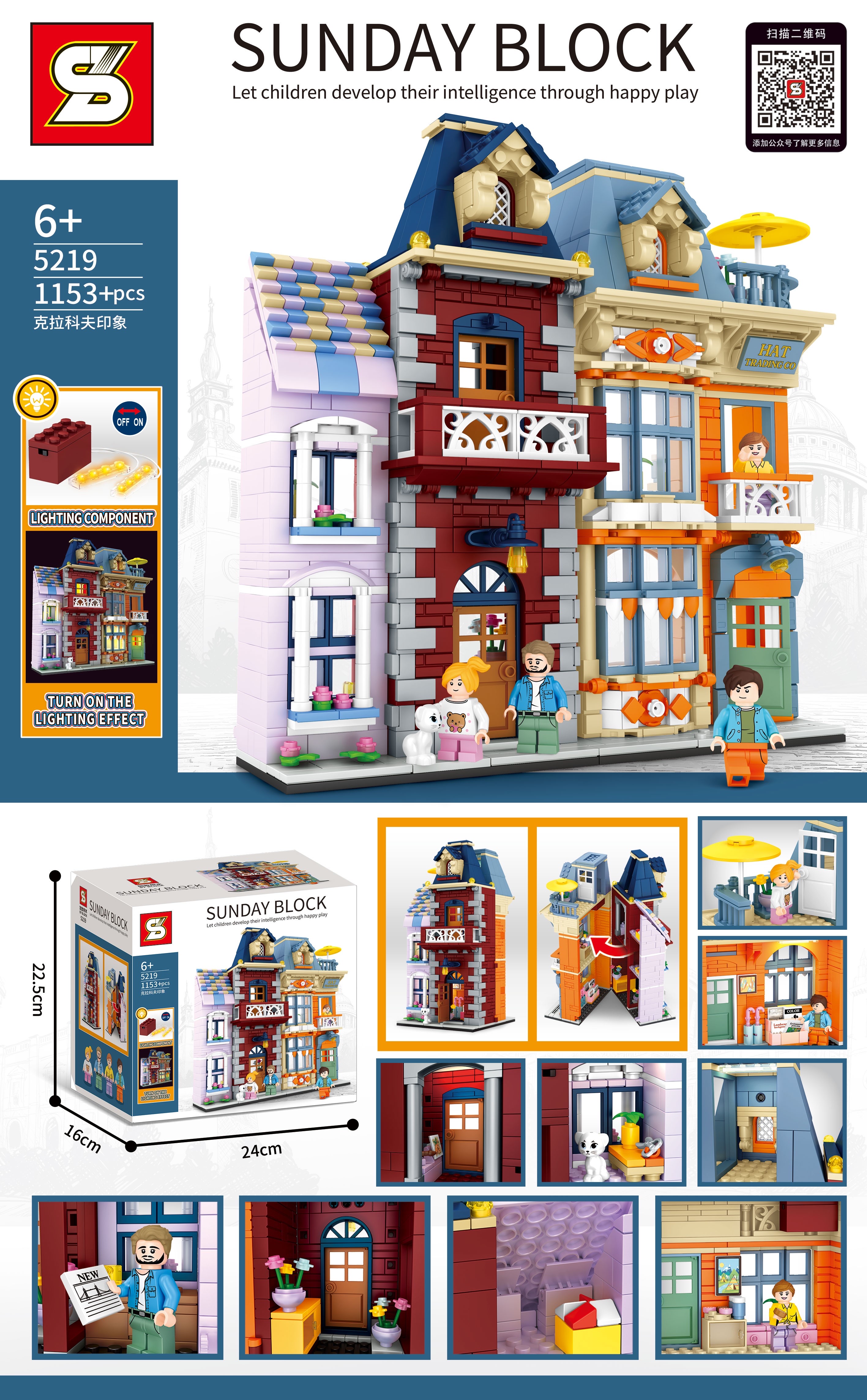 Yiwu Beautiful Special Toy New [Diy City Building Blocks] Light Street Scene - Krakow Impression