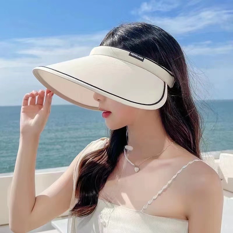 Sunblock Hat Female Summer Uv Protection Outdoor Riding Trip Cover Face Empty Sun Hat Large Overhang Beach Sun Hat