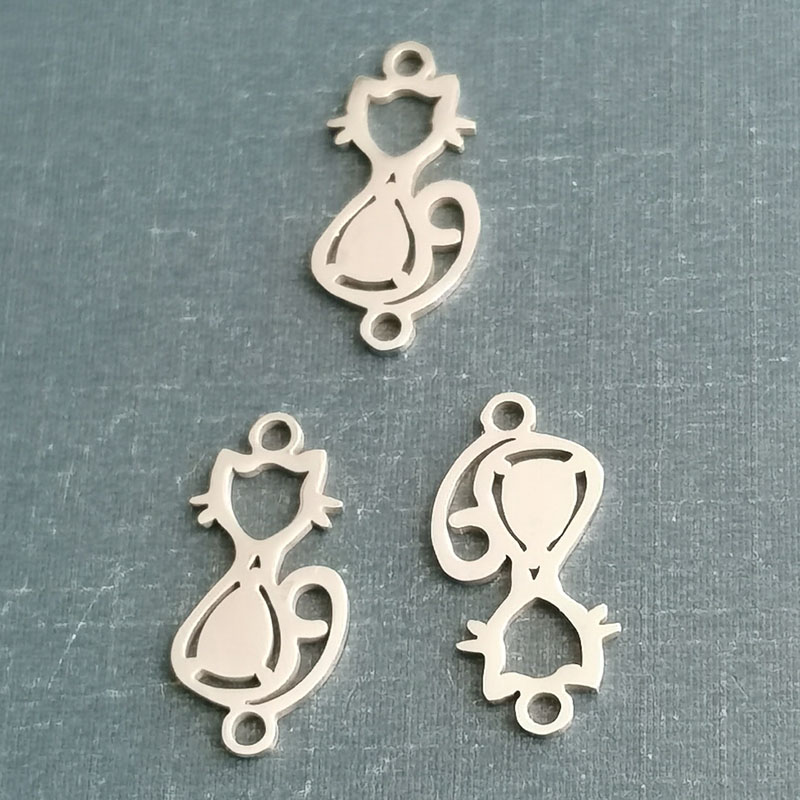 Titanium steel cat pendant Stainless Steel Cut Accessories diy Cat Animal Necklace Bracelet Pendant