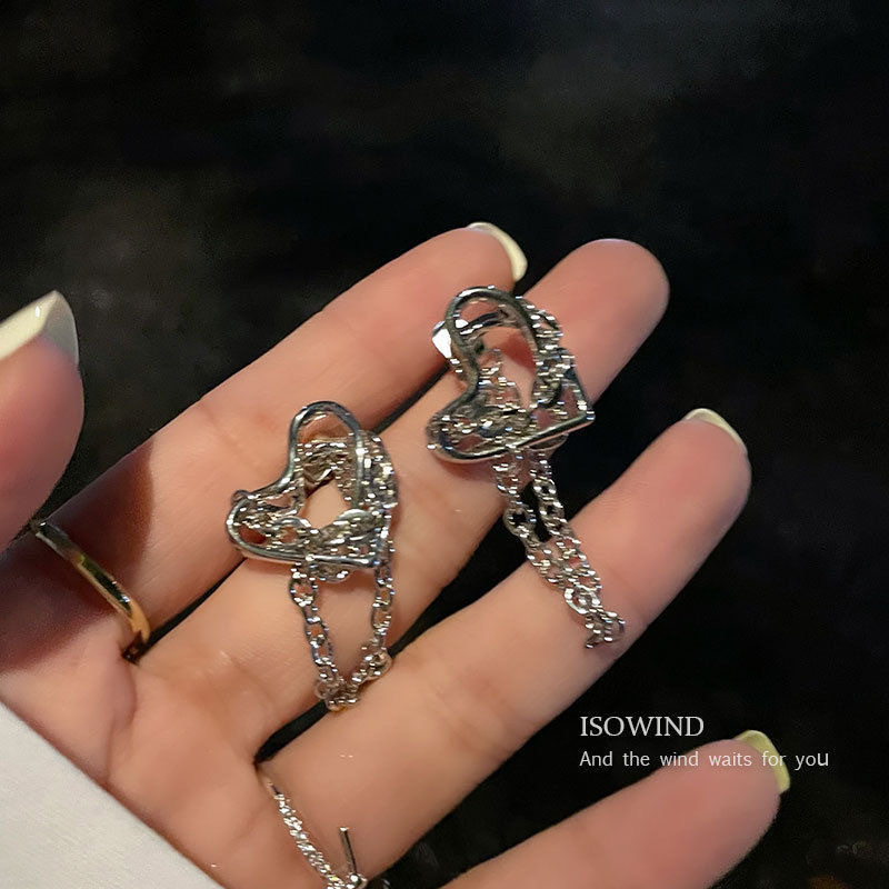 Hot girl cool girl style! Niche design love chain new ins network red earrings 2022 earrings female