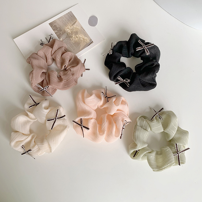 Herben-Style Sweet Little Bow Colon Ring Retro Small Fresh Elegant Temperament With Ponytail Hair Tie 2022 New Model