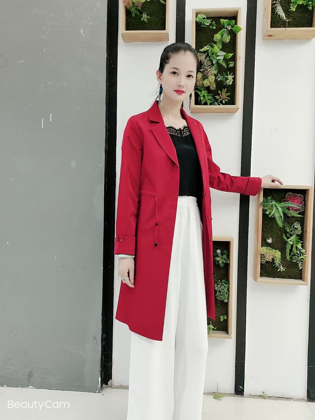 Chemical fiber trench coat style