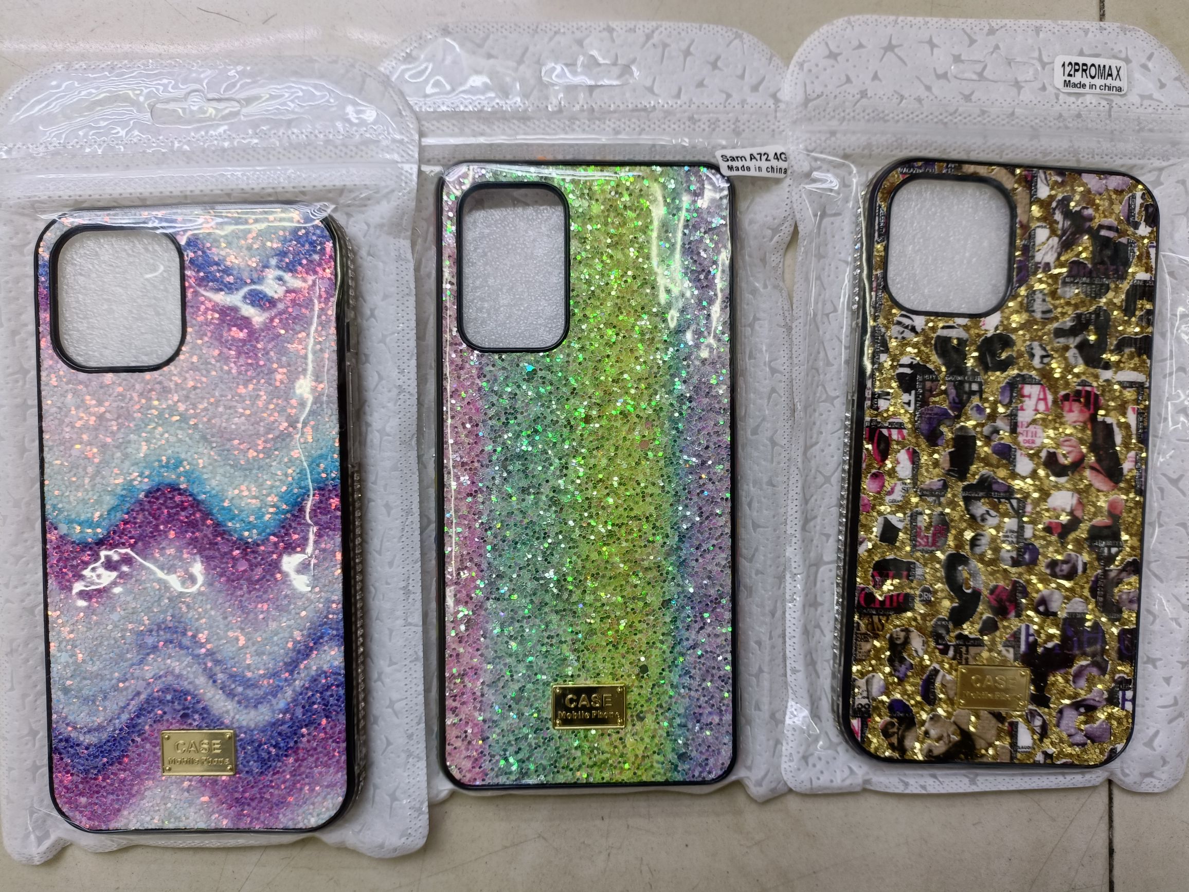 Glitter edge drill phone case