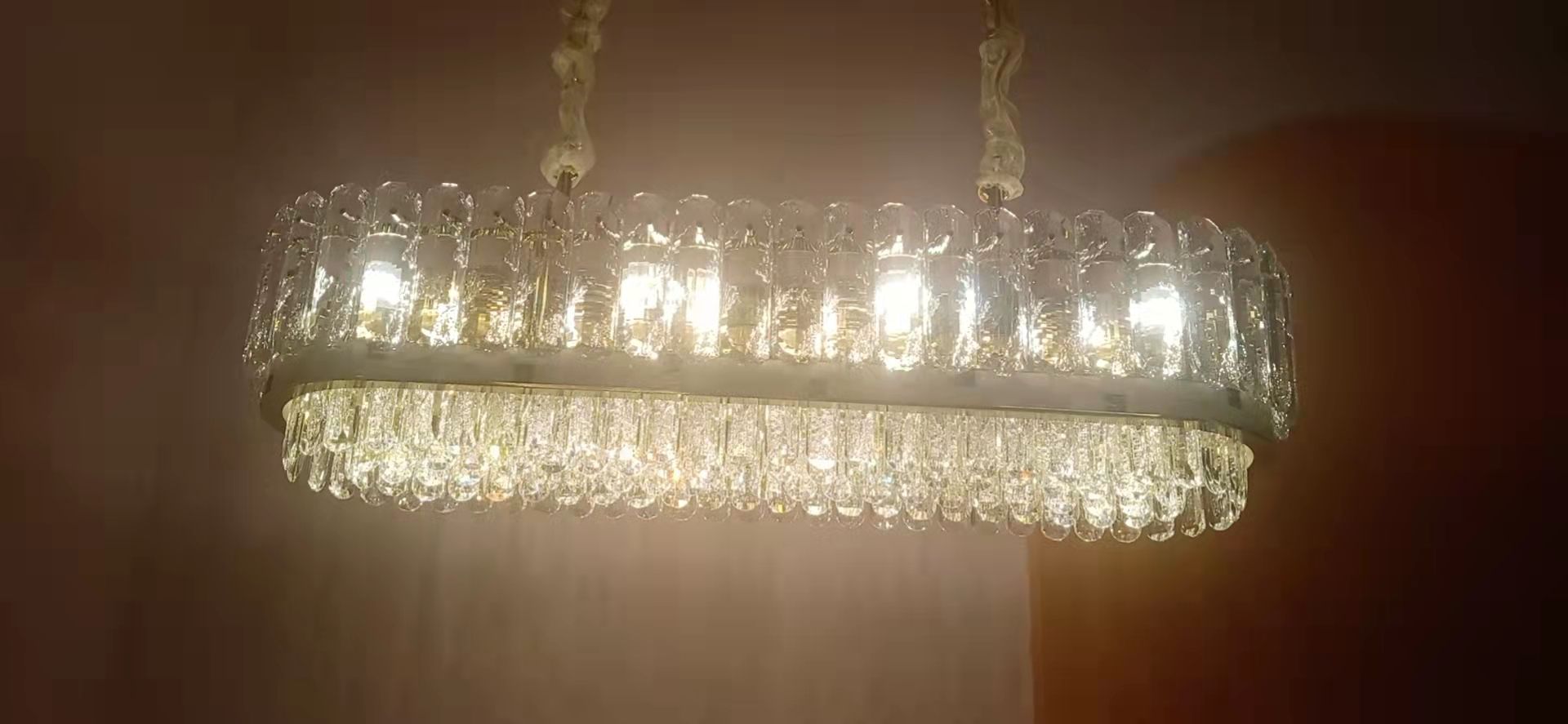 Light luxury crystal lamp long hanging oval diameter 950X320X23 long hanging