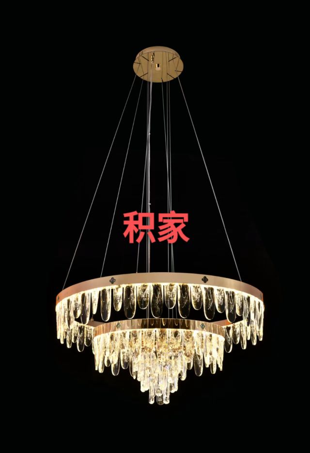 Light crystal lamp diameter 800+500 double deck hanging