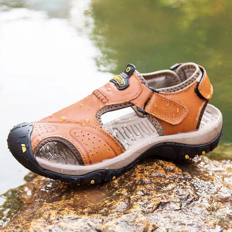 Baotou cowhide sandals, beach shoes men's sandals