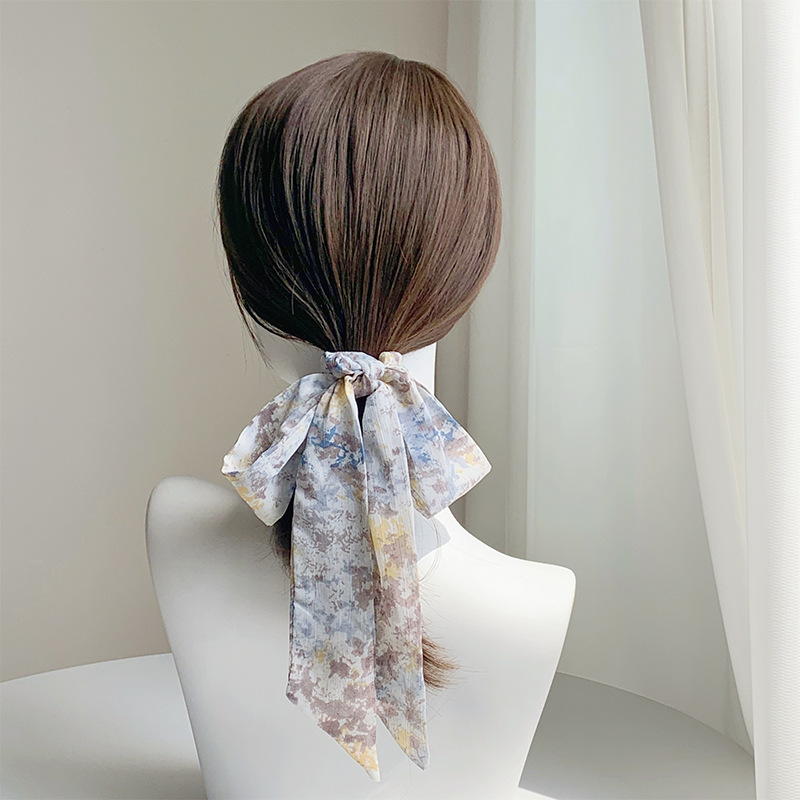 Senior Sense Oil Painting Hair Circle For Women 2022 New Summer Everything With Bow Hair Accessories Net Red French Tie Hair Rope Application Scenario