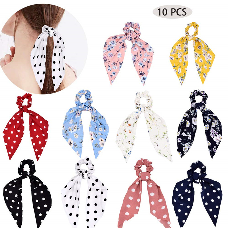 Mizi Headwear New Ponytail Ribbon Floral Large Intestine Hair Ring Wholesale Jewelry Hair Rope Women's Chiffon Bow thumbnail