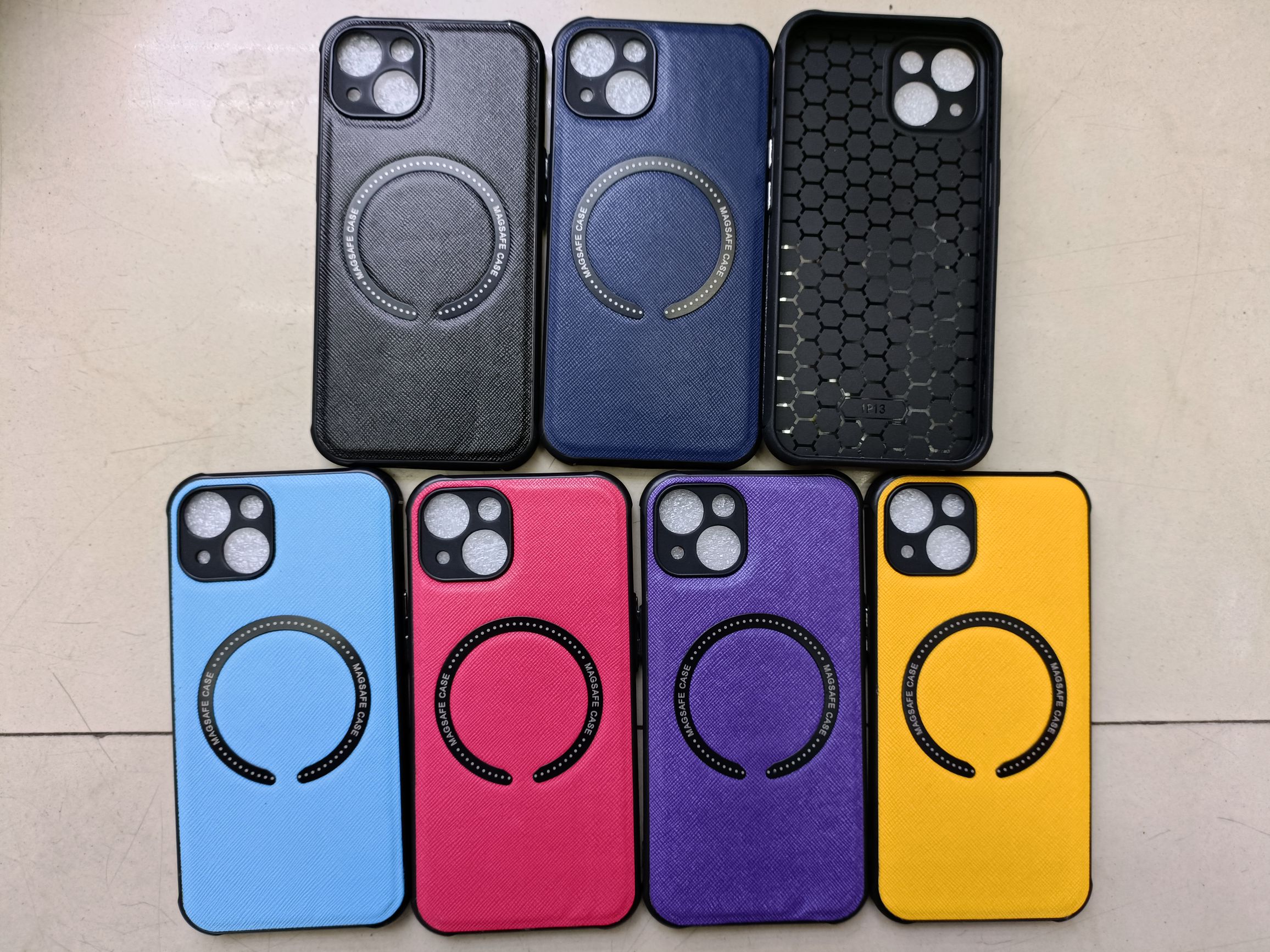 Grid dot leather magnetic electroplated key cell phone case