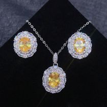 Light luxury high definite design synthesis high carbon yellow diamond set