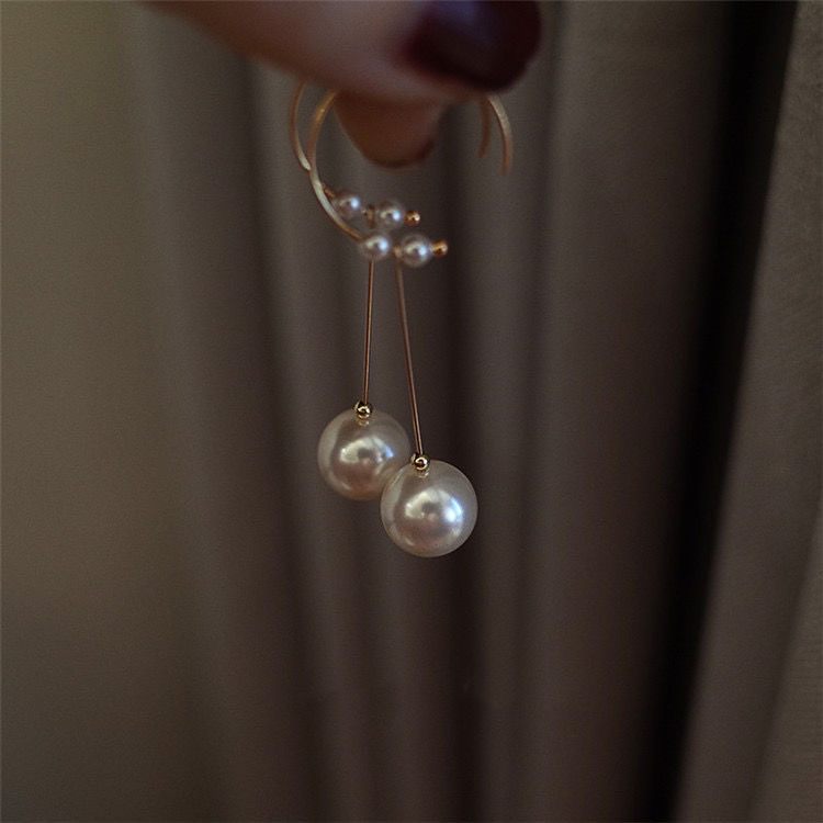 14k gold package niche original design pearl earrings female earrings Port style high-grade sense of ins new slimming B30