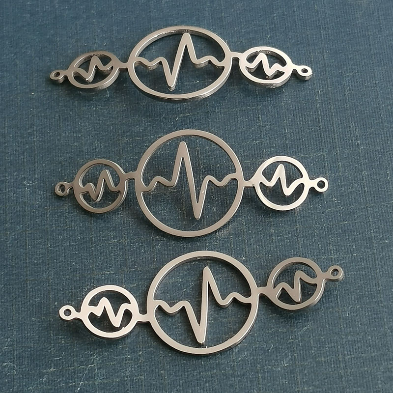 Foreign trade hot mirror stainless steel electrocardiogram lightning pendant diy jewelry accessories bracelet connector