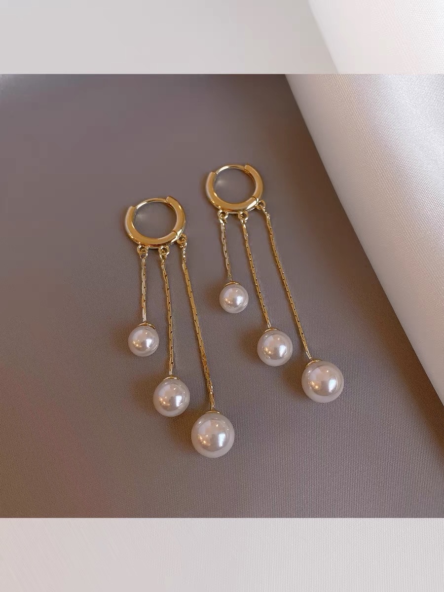 Tassel earrings women's new fashion temperament long earrings elegant earrings buckle fashion all matching earrings