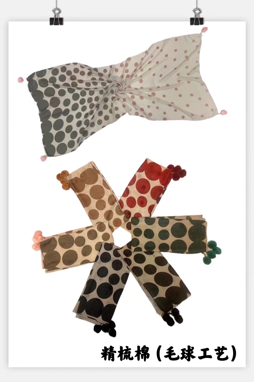New Print Fashion Scarf Shawl With Hairball Large Scarf Scarf Bib Selling Explosive Recommended details Picture