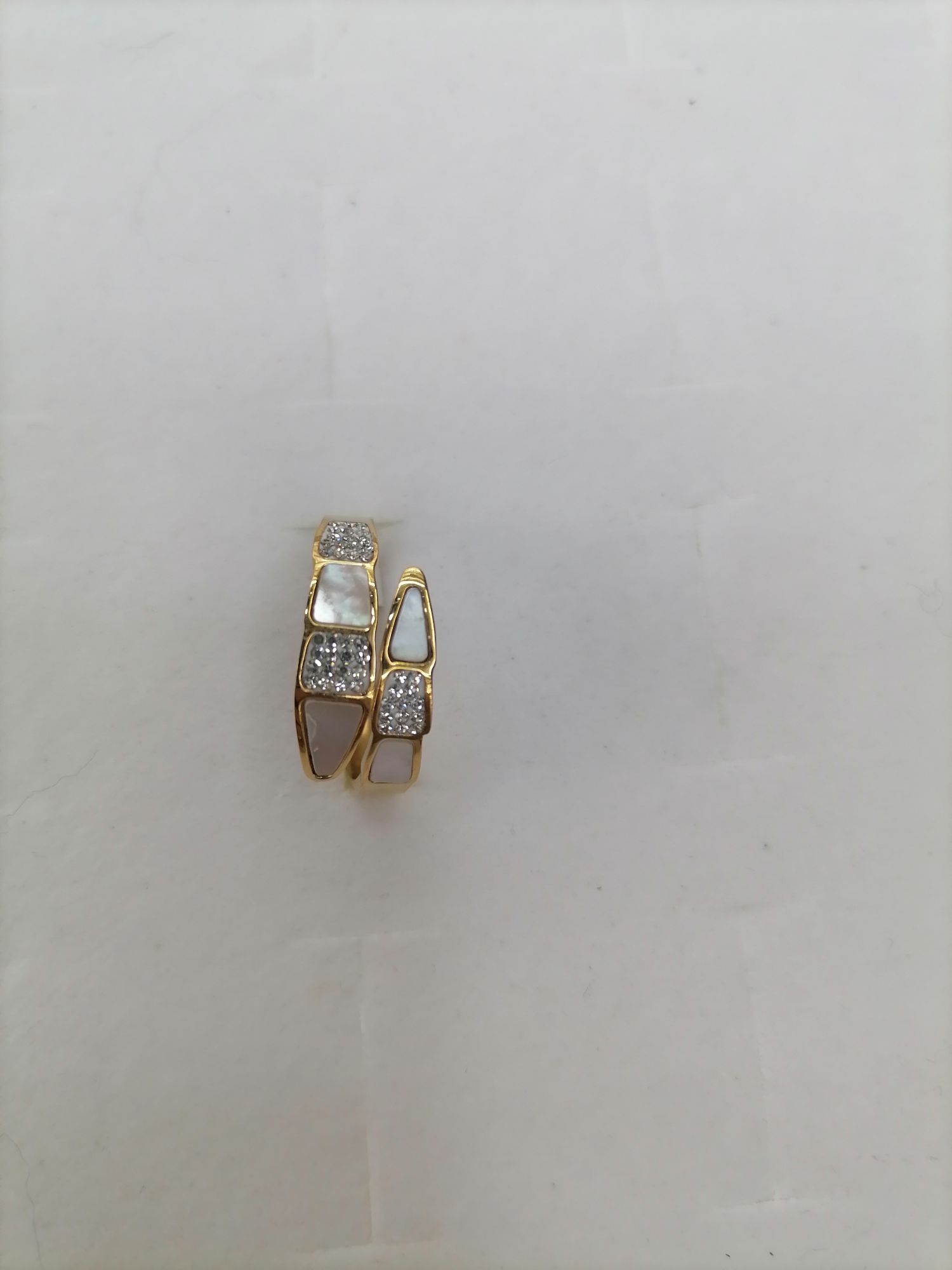 Titanium steel gold double row glass ring with diamond