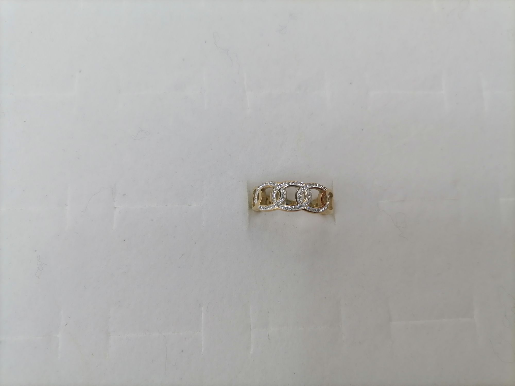 Titanium steel gold oval cutout diamond double wear ring
