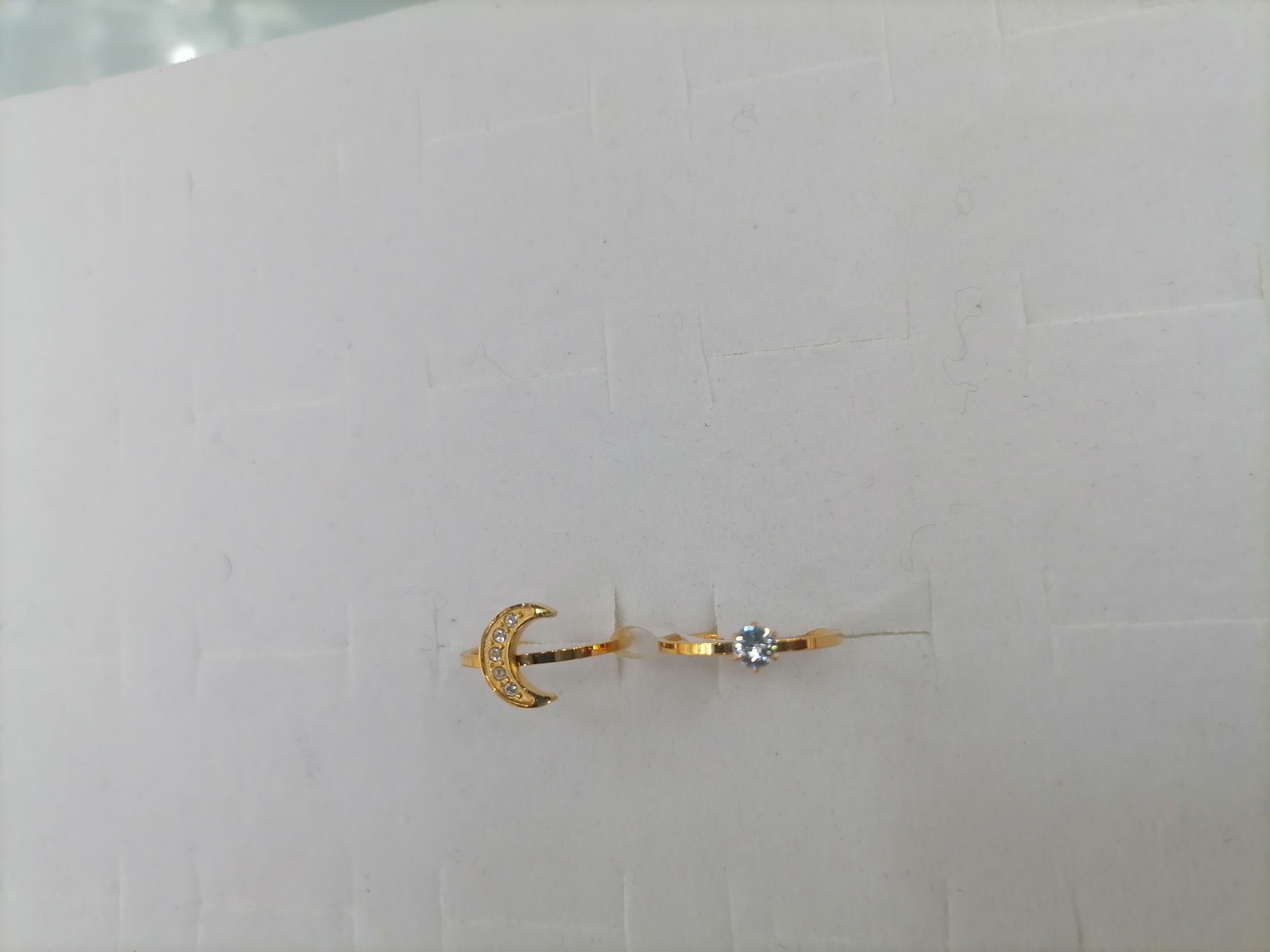 Titanium gold couple ring with diamond moon π