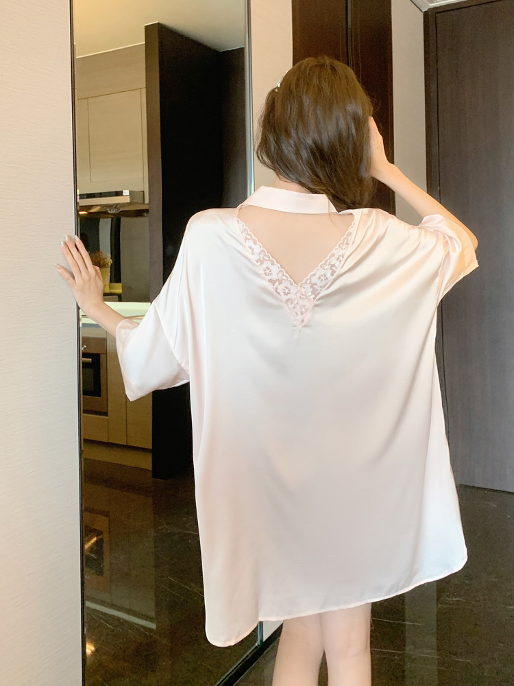 Back Ice Silk Home Wear Pajamas details Picture