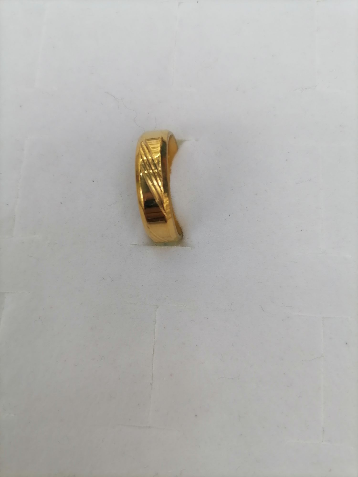 Titanium steel gold flat three printed ring