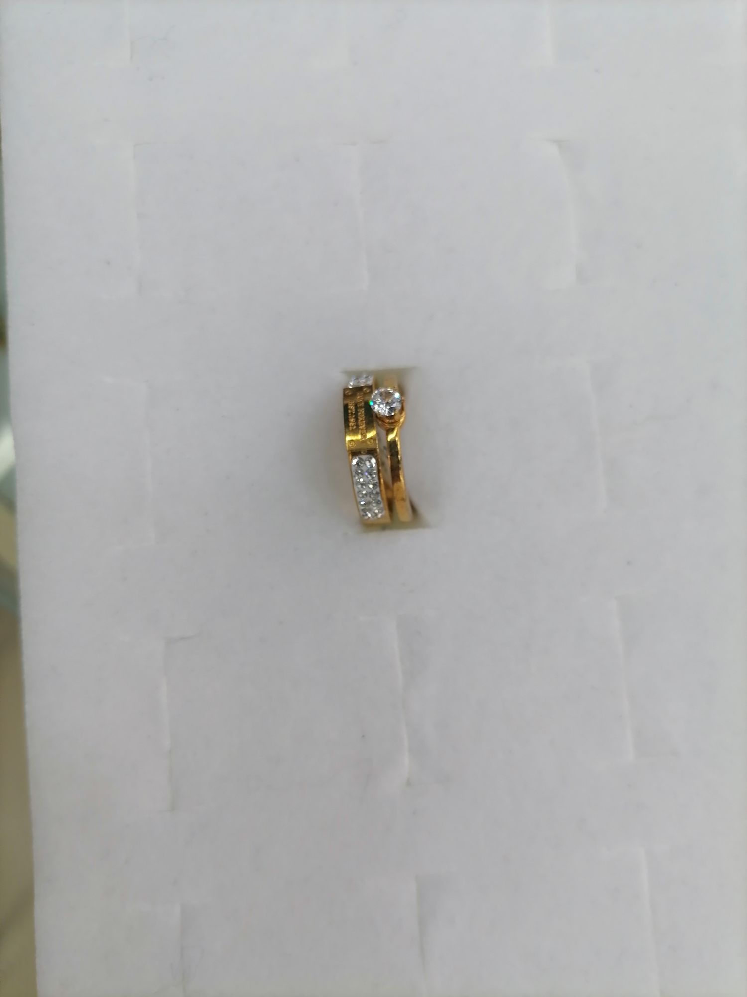 Titanium steel gold double layer diamond love ring thumbnail