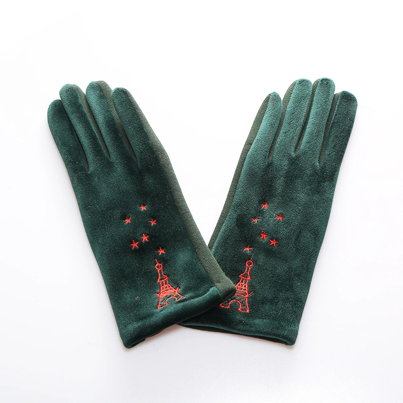 MUZHOU Mies velvet back hand warm gloves for young ladies thumbnail