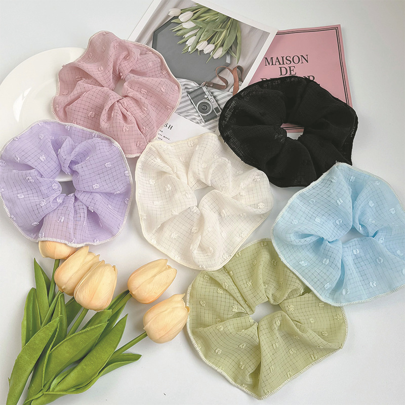 Spring Summer Cream French Retro Large Ring Simple Girl Fat Sausage Scrunchie 2023 Network Red Cute Hair Cord Hair Accessories