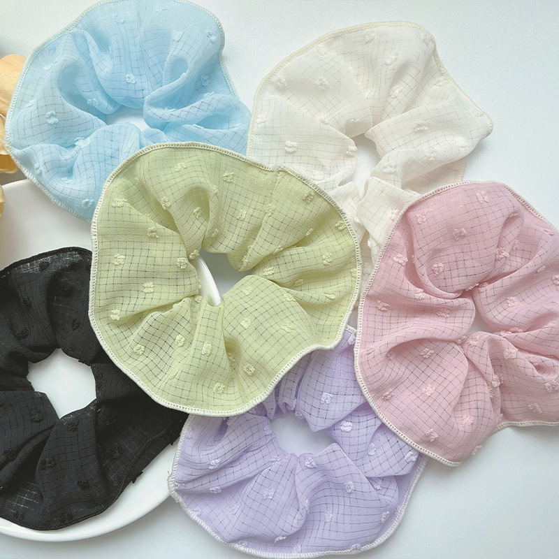 Spring Summer Cream French Retro Large Ring Simple Girl Fat Sausage Scrunchie 2023 Network Red Cute Hair Cord Hair Accessories details Picture