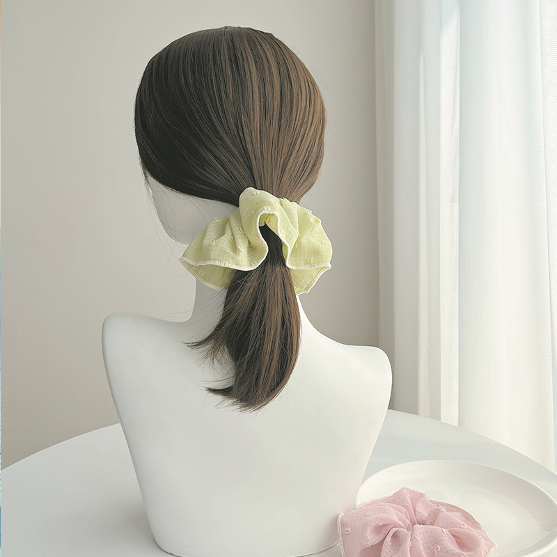 Spring Summer Cream French Retro Large Ring Simple Girl Fat Sausage Scrunchie 2023 Network Red Cute Hair Cord Hair Accessories Specification drawing