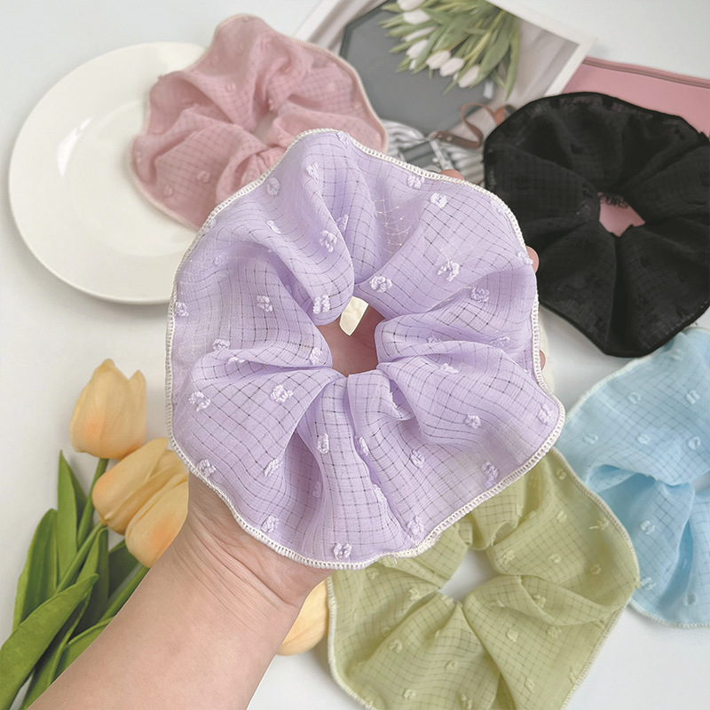 Spring Summer Cream French Retro Large Ring Simple Girl Fat Sausage Scrunchie 2023 Network Red Cute Hair Cord Hair Accessories Application Scenario
