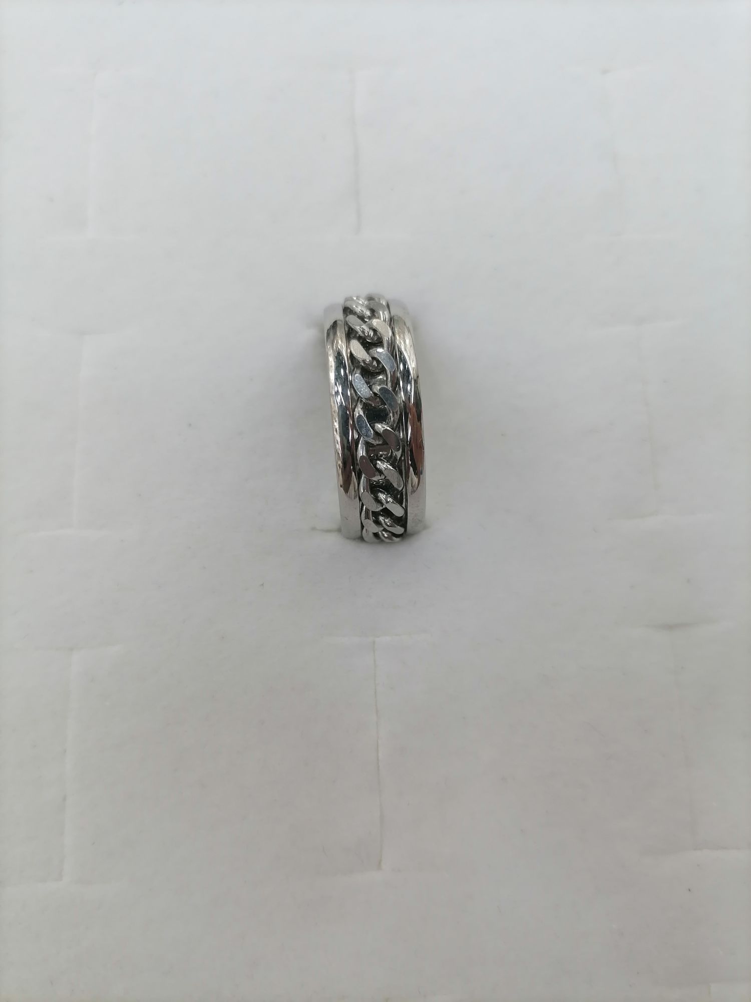 Titanium steel silver chain adjustable convex design ring
