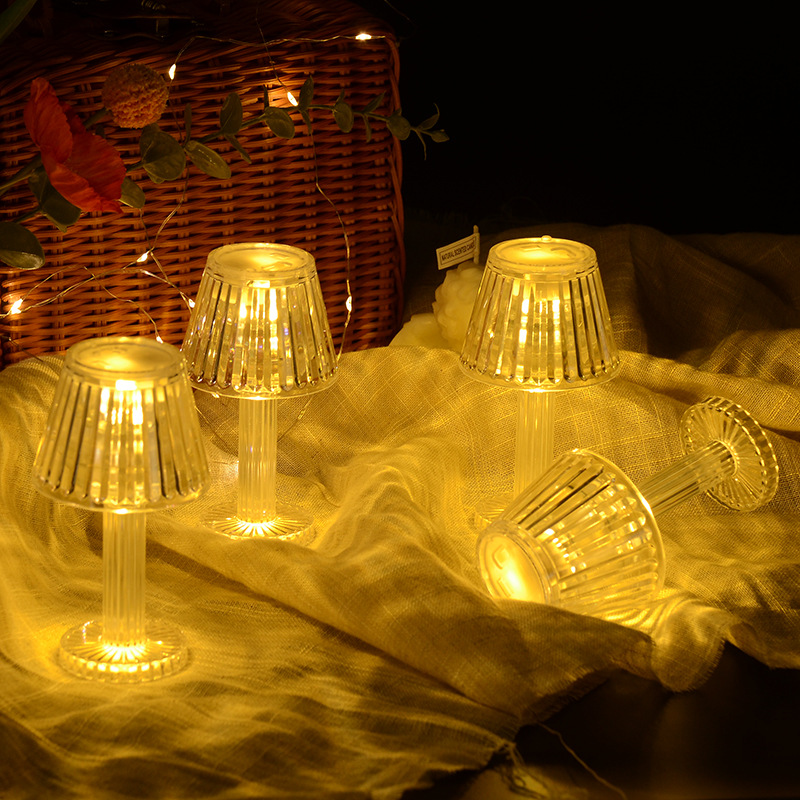 LED electronic candle light wedding INS net red crystal transparent night light atmosphere light projection light