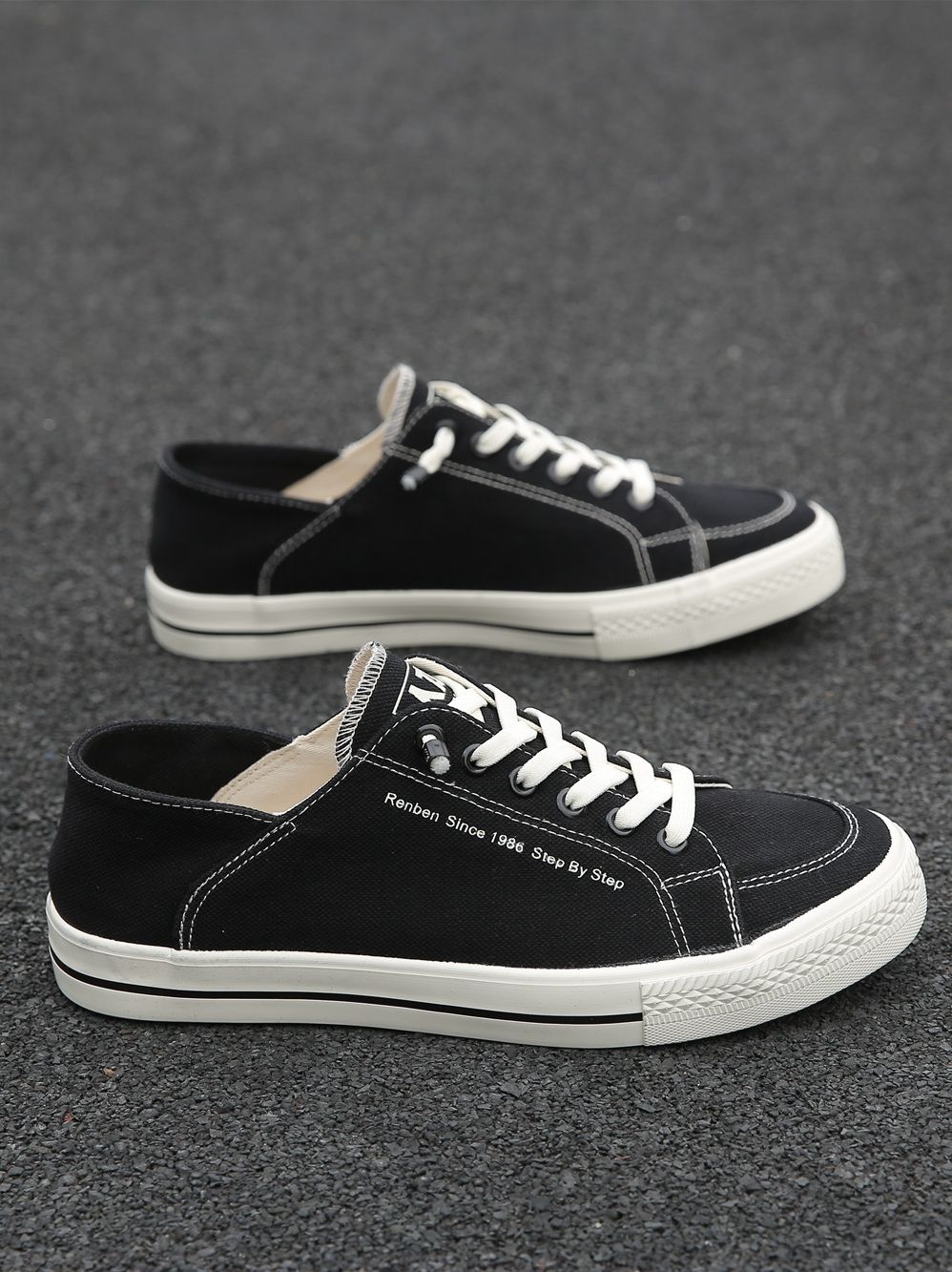Men's shoes canvas shoes men lace-free low top two wear men's casual shoes 2022 new board shoes Specification drawing