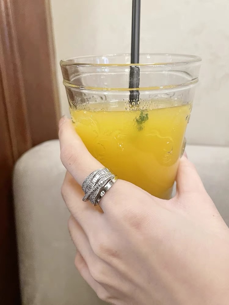 44 Zircon ring for women, simple ring, unique design sense, niche Korean fairy piano - Only 1186