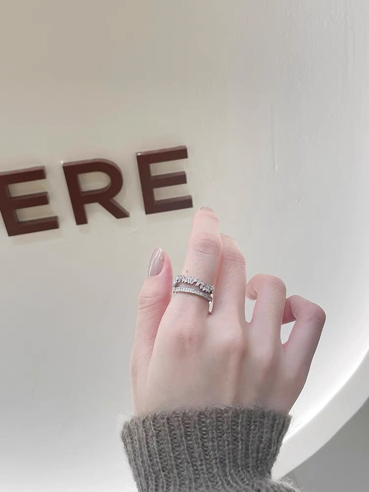 47 Zircon ring Women's simple ring with a unique design sense, a niche Korean fairy piano -1182