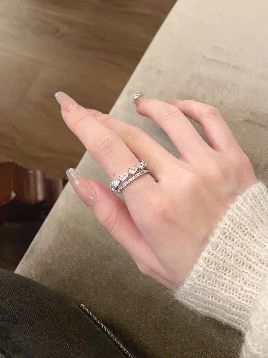 39 Zircon ring Women's simple ring with a unique design sense, a niche Korean fairy piano - Only 1198 Specification image