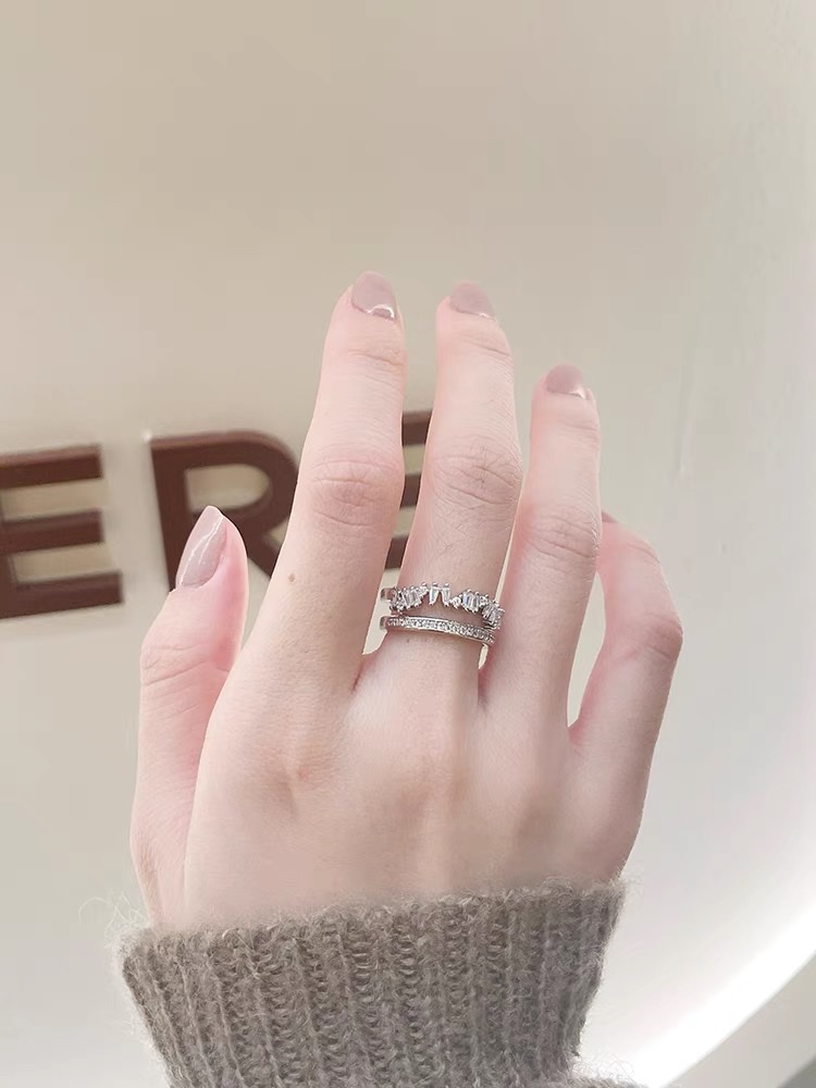 49 Zircon ring for women, simple and elegant, with a unique design sense. It's a niche Korean fairy piano - Only 1172 details Picture