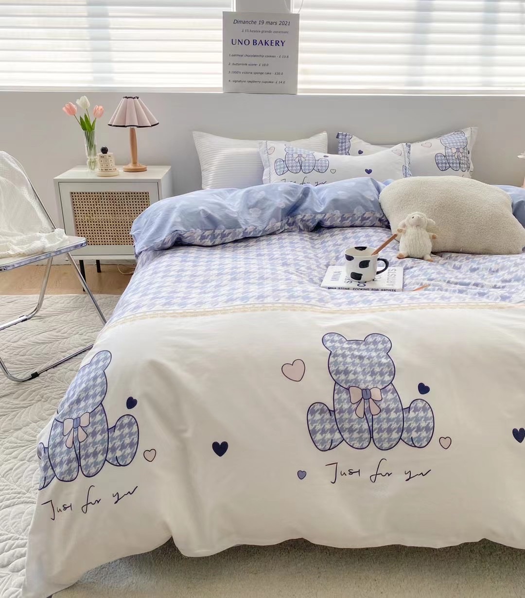 New Cotton Printed 4-Piece Set Floral/Striped/Cartoon Multicolored Specification drawing