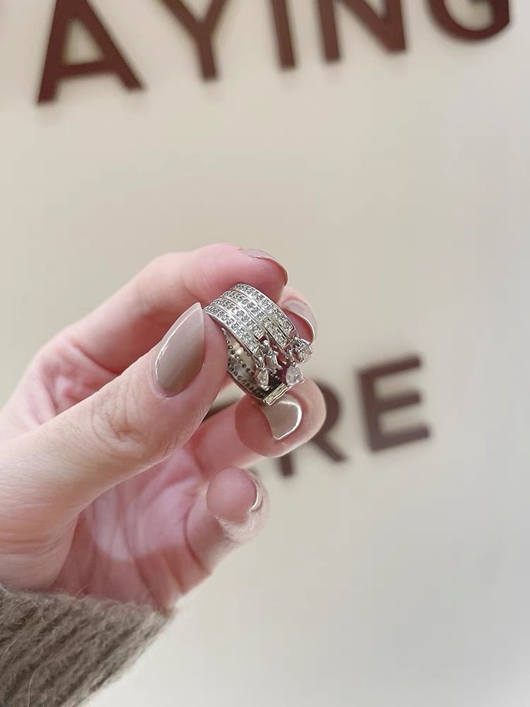 5 Zircon ring Women's simple ring, unique design sense, niche Korean fairy organ only -1120