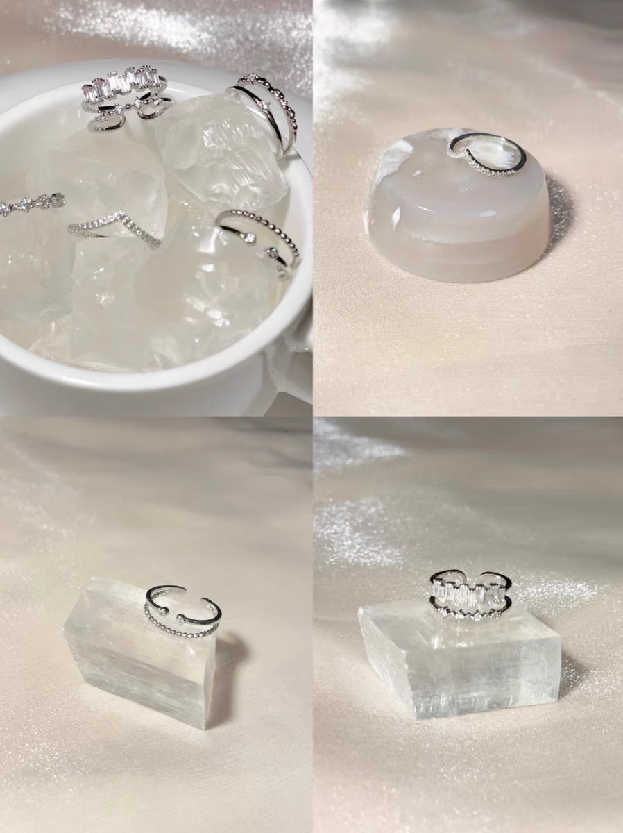 Zircon ring for women, simple and unique design, a niche Korean fairy organ, only -53