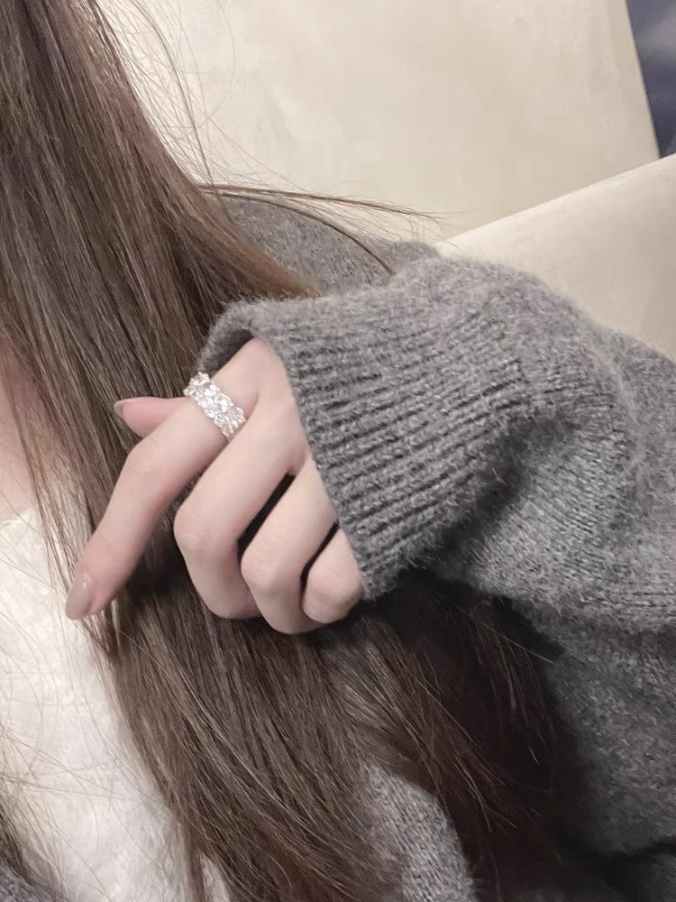 Zircon ring for women, simple and unique design, a niche Korean fairy organ, only -49