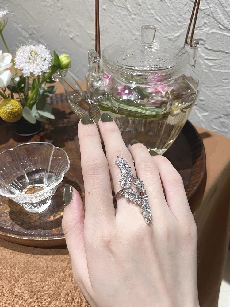 Zircon ring for women, a versatile and simple ring with a unique design and a niche Korean fairy organ style, only -10 Specification image