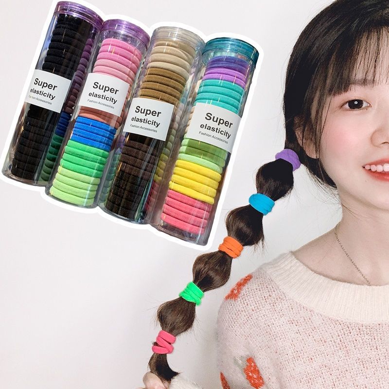 24 Hair Band Female Tie Hair High Elastic Durable Color Head Rope Thick New Ponytail Hair Leather Cover Hair Rope Application Scenario