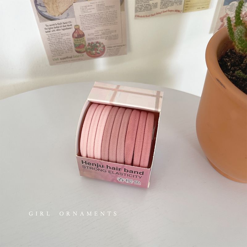10 Boxed Candy Color High Appearance Horizontal Twist Hair Tie Ponytail Hair Tie High Elastic Durable Rubber Band Hair Band Headwear details Picture