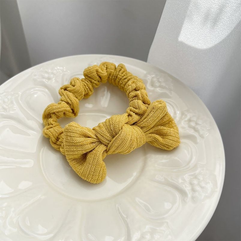 Cute Candy-Colored Bow Pleated Hair Tie Women's Japanese Tie Hair Ponytail Headtie Net Red Everything With Foreign Style Scrumps undefined
